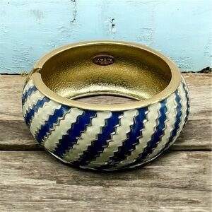 Amrita Singh Gold and Blue Chevron Bangle